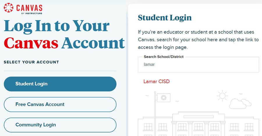 LCISD Canvas login URL search on Instructure website