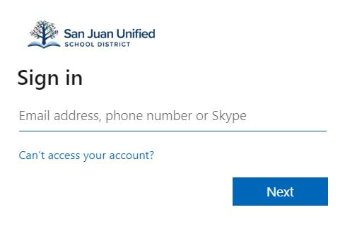 San Juan Student Portal login page