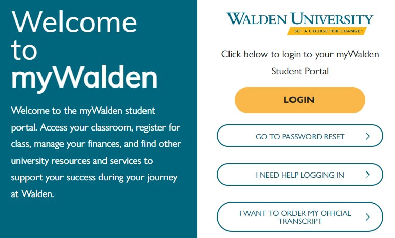 my.waldenu.edu web page