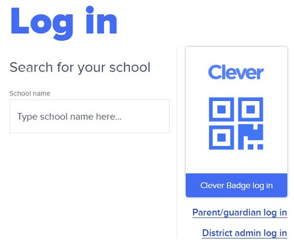 school search page on clever portal